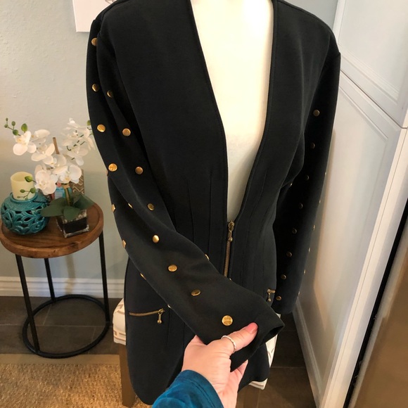 Dina Bar- EL vintage brass studded jacket M - Picture 2 of 8